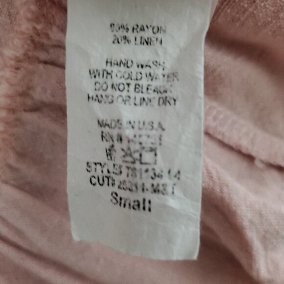 💎288Peach Love California V Neck Ruffled Flutter Sleeve Cropped Linen Blend Top - Picture 5 of 6